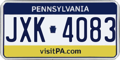 PA license plate JXK4083