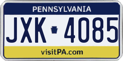PA license plate JXK4085