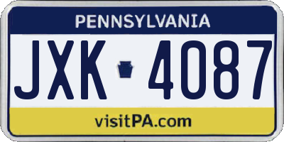 PA license plate JXK4087