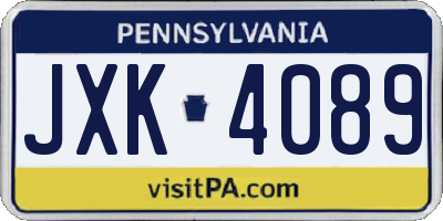 PA license plate JXK4089