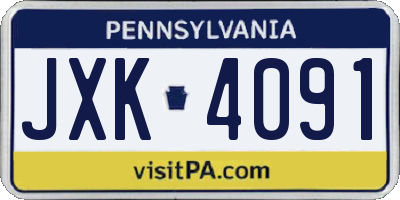 PA license plate JXK4091