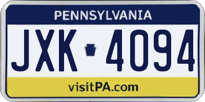 PA license plate JXK4094