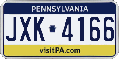 PA license plate JXK4166