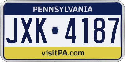 PA license plate JXK4187