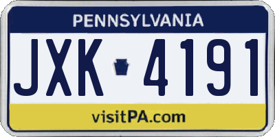 PA license plate JXK4191
