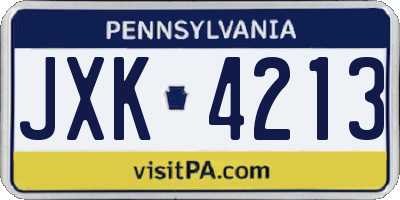 PA license plate JXK4213