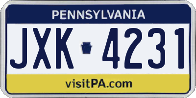 PA license plate JXK4231