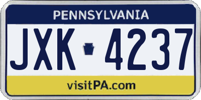PA license plate JXK4237