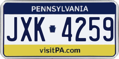 PA license plate JXK4259
