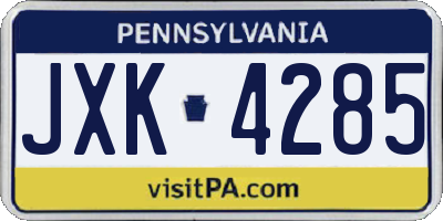 PA license plate JXK4285