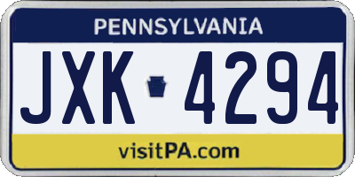 PA license plate JXK4294