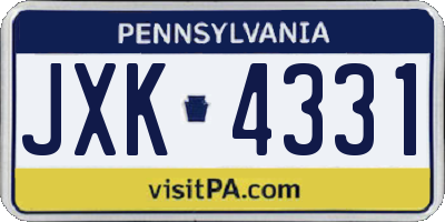 PA license plate JXK4331