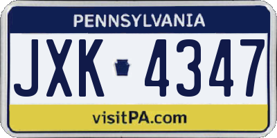 PA license plate JXK4347