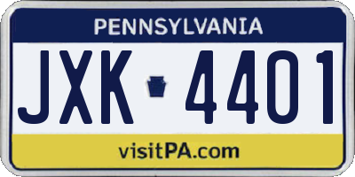 PA license plate JXK4401