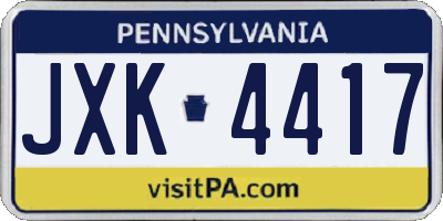 PA license plate JXK4417