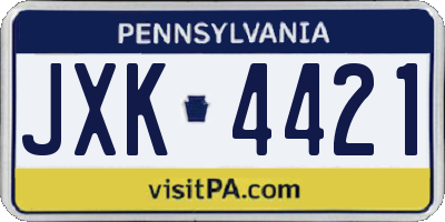 PA license plate JXK4421