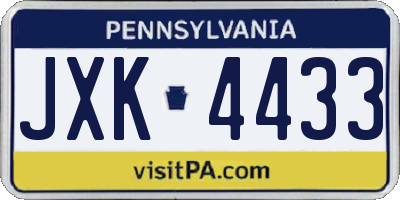 PA license plate JXK4433