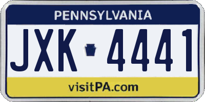 PA license plate JXK4441
