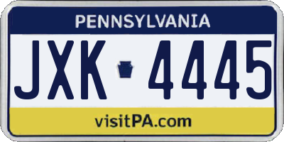 PA license plate JXK4445