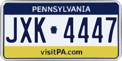 PA license plate JXK4447