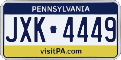 PA license plate JXK4449