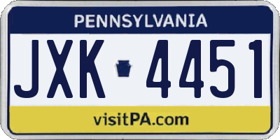 PA license plate JXK4451
