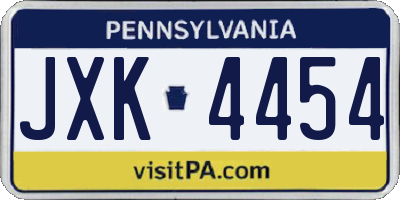 PA license plate JXK4454