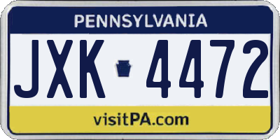 PA license plate JXK4472