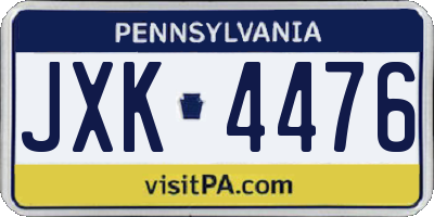 PA license plate JXK4476