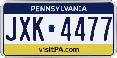 PA license plate JXK4477