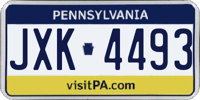 PA license plate JXK4493