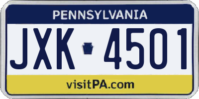PA license plate JXK4501
