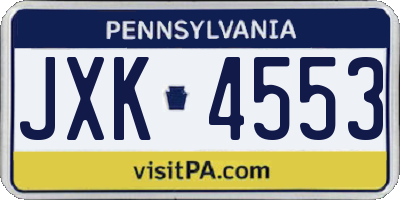 PA license plate JXK4553
