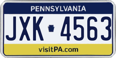 PA license plate JXK4563