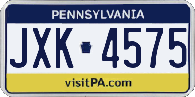 PA license plate JXK4575