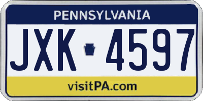 PA license plate JXK4597