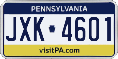 PA license plate JXK4601