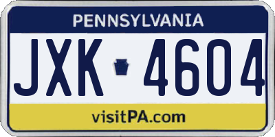 PA license plate JXK4604