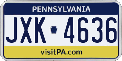 PA license plate JXK4636