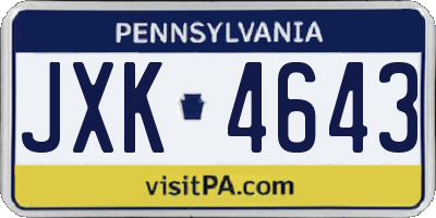 PA license plate JXK4643