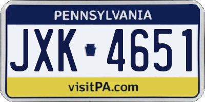 PA license plate JXK4651