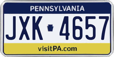 PA license plate JXK4657