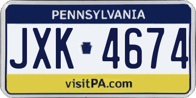 PA license plate JXK4674