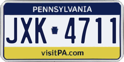 PA license plate JXK4711