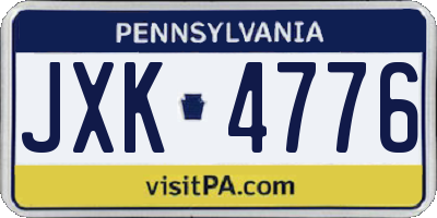 PA license plate JXK4776