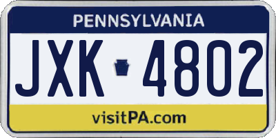 PA license plate JXK4802