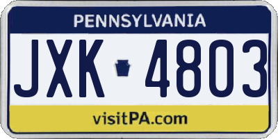 PA license plate JXK4803