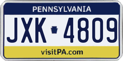 PA license plate JXK4809