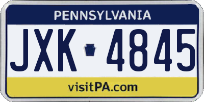 PA license plate JXK4845