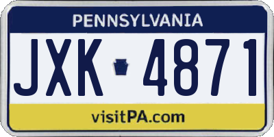 PA license plate JXK4871